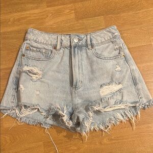 Garage Blue Jean Shorts Distressed High-Waisted